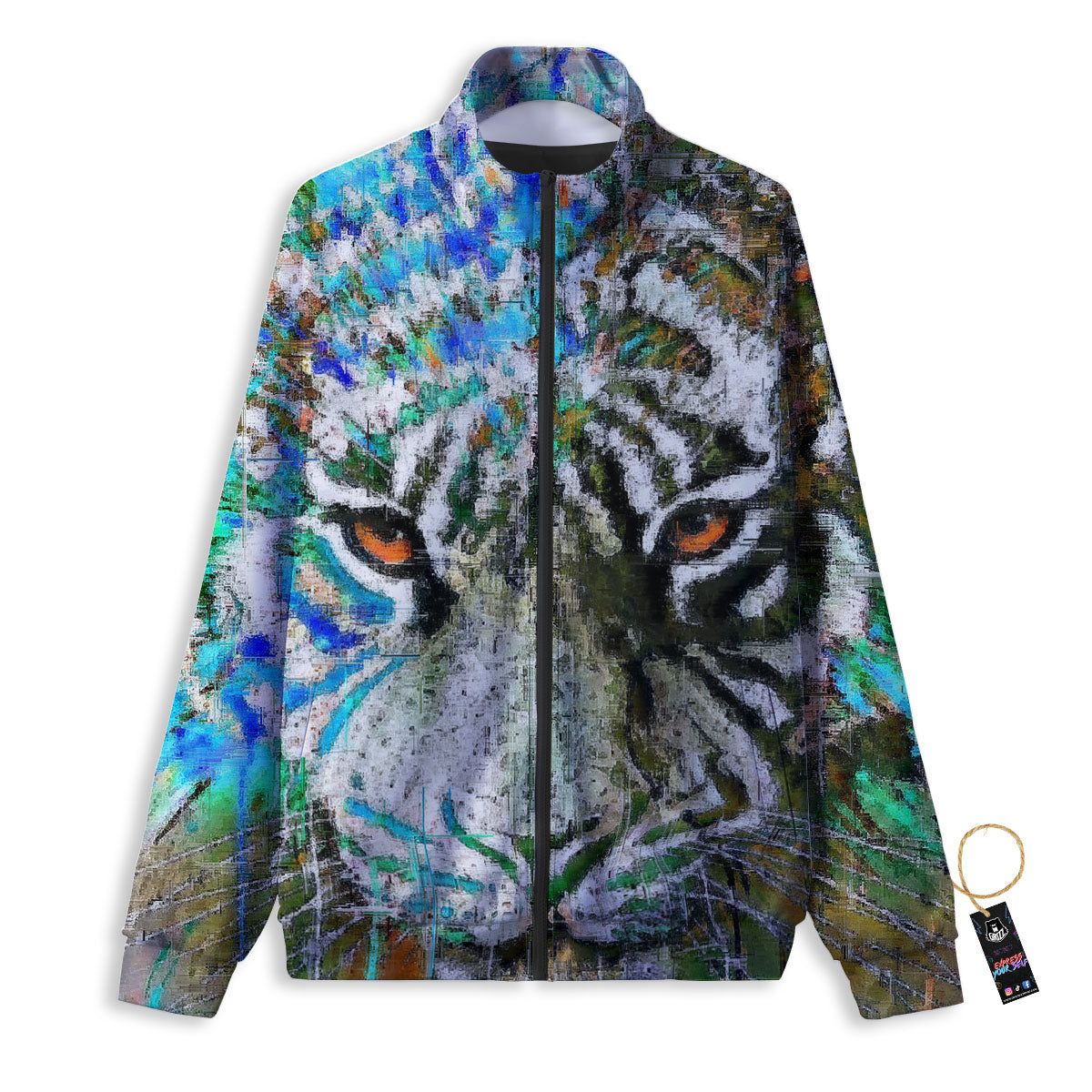 Paisley Bandana White And Red Print Track Jacket-grizzshop
