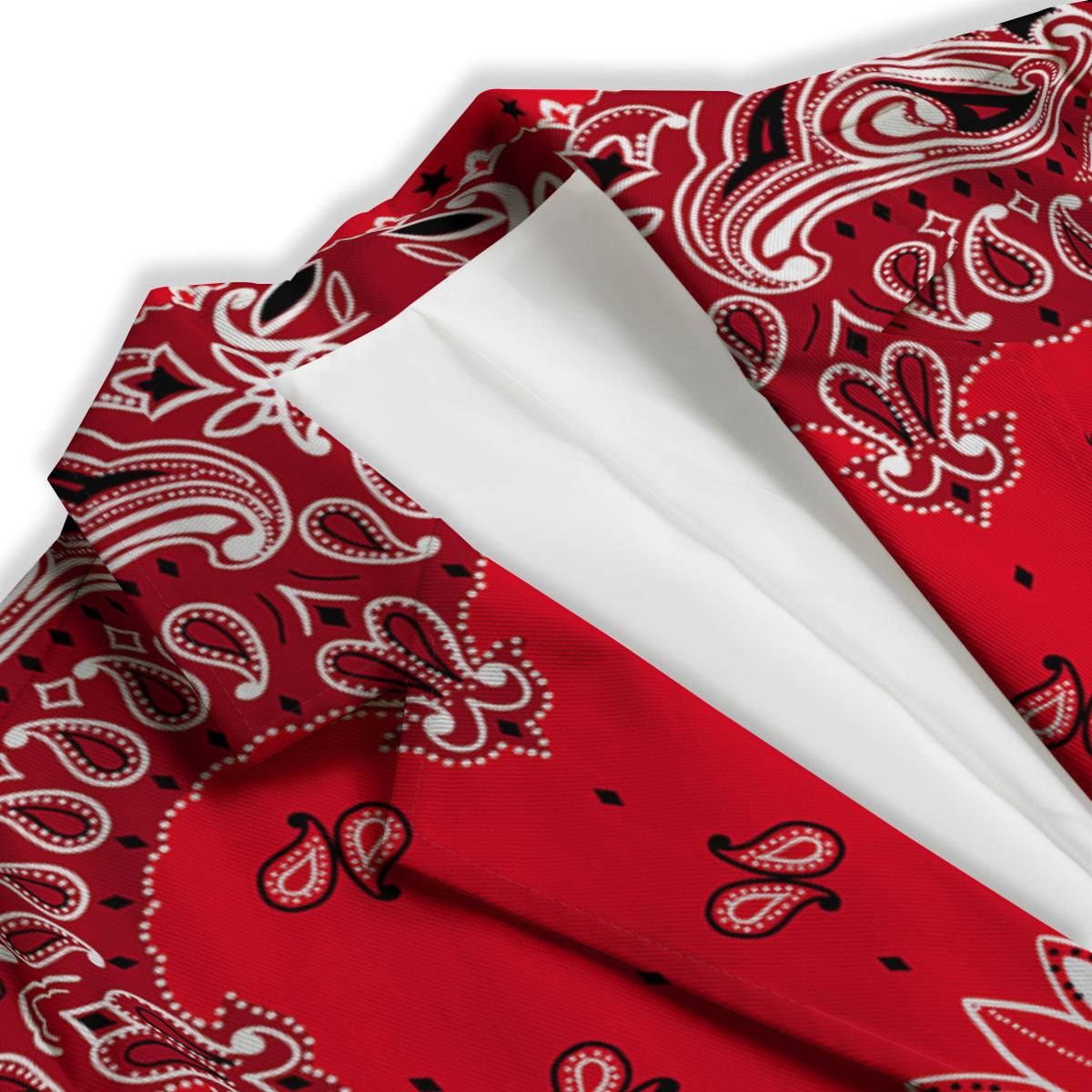 Paisley Bandana White And Red Print Women's Blazer-grizzshop
