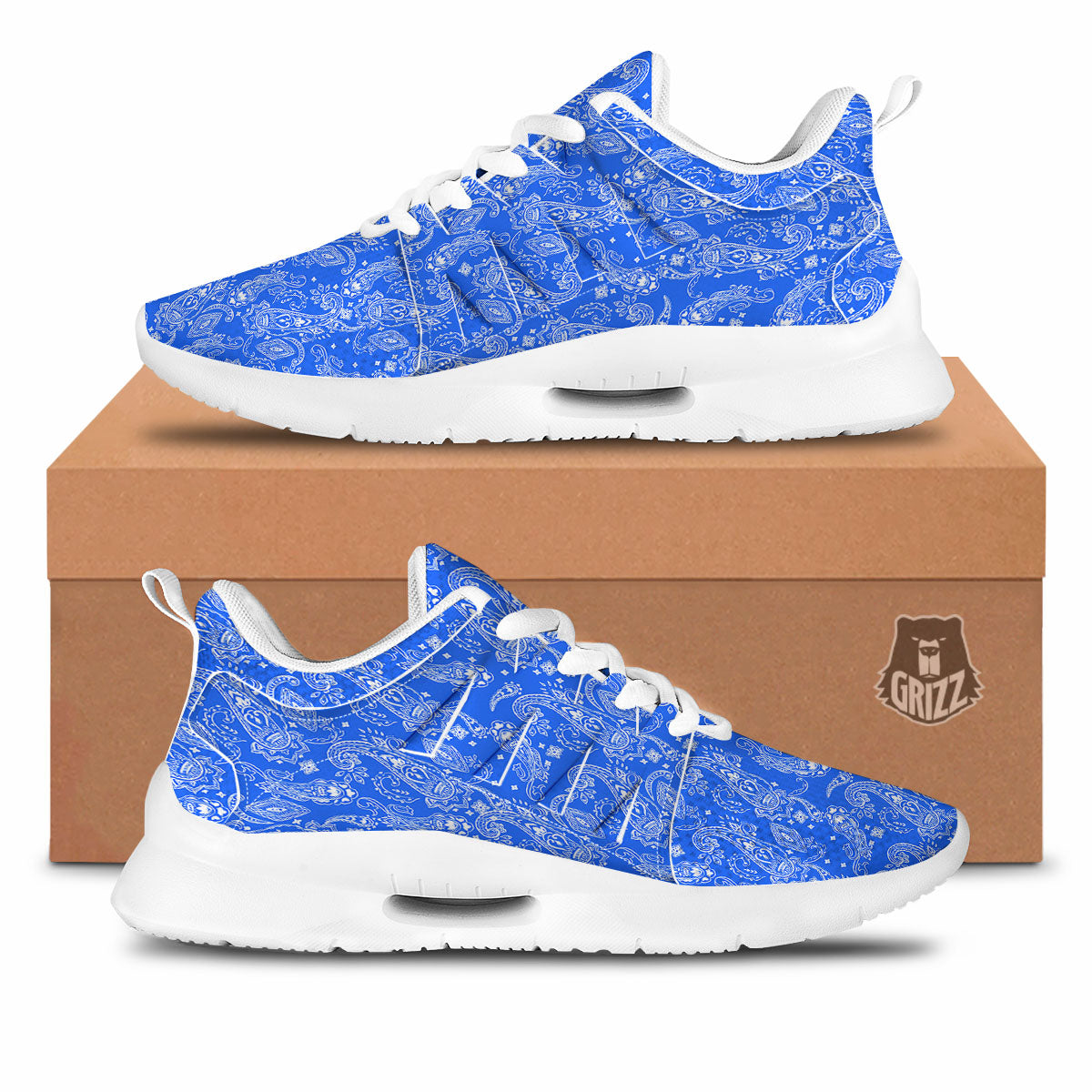 Paisley Blue Bohemian Print Pattern Tennis Shoes-grizzshop