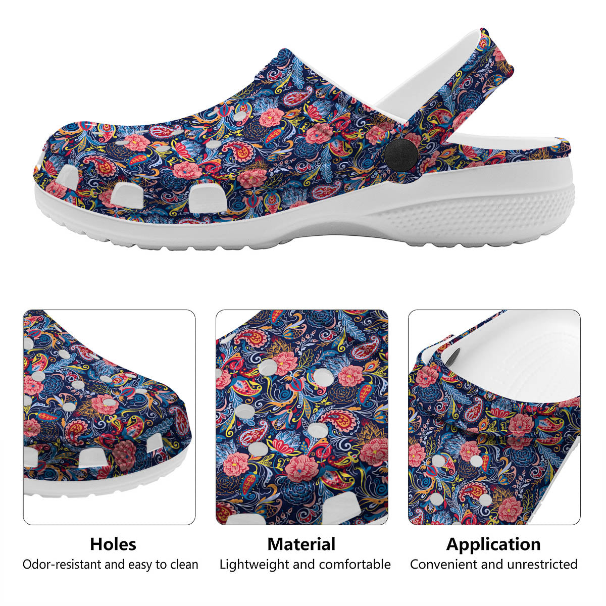 Paisley Blue Print Pattern Clog-grizzshop