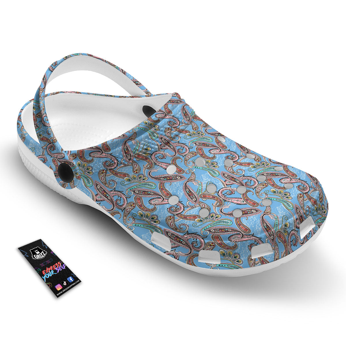 Paisley Bohemian Blue Sky Print Pattern Clog-grizzshop