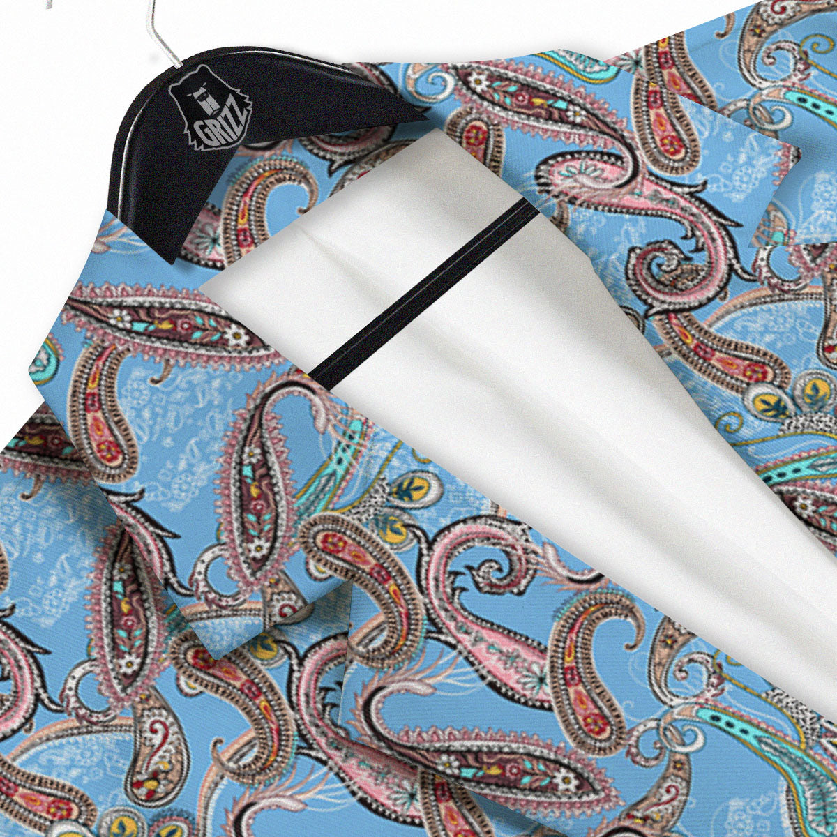 Paisley Bohemian Blue Sky Print Pattern Men's Sport Coat-grizzshop
