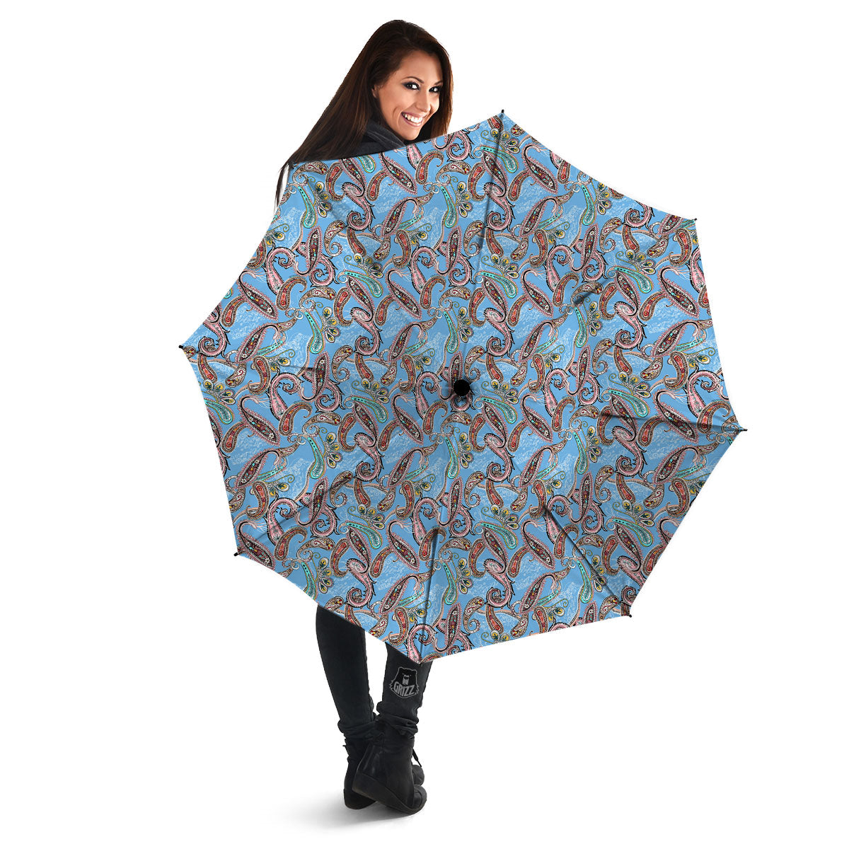 Paisley Bohemian Blue Sky Print Pattern Umbrella-grizzshop