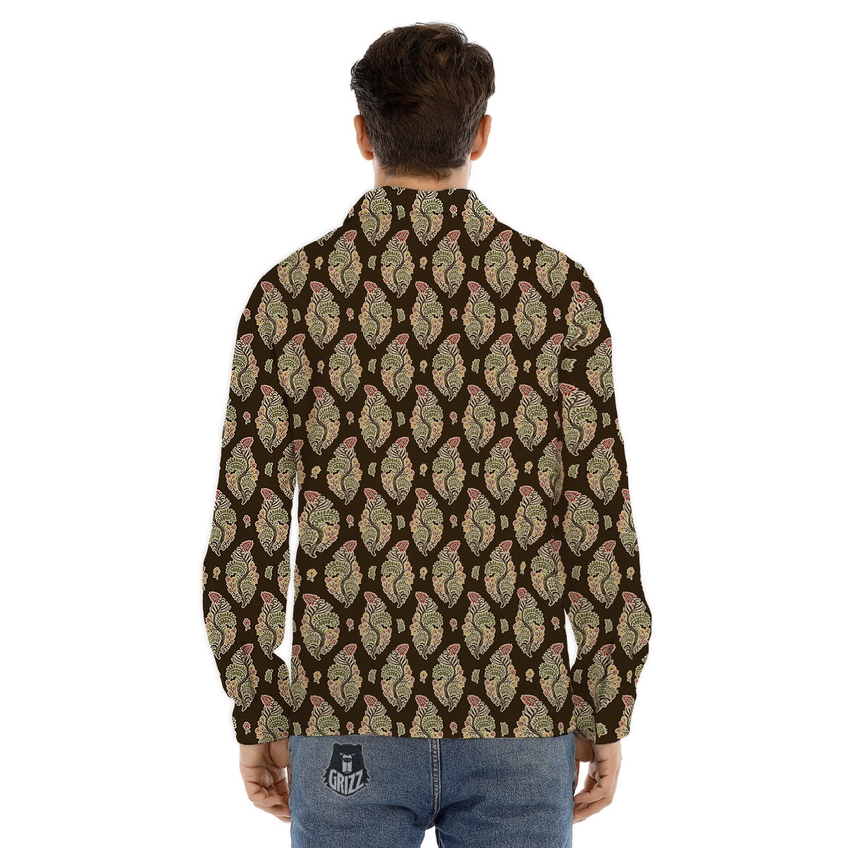 Paisley Bohemian Dark Print Pattern Men's Dress Shirts-grizzshop