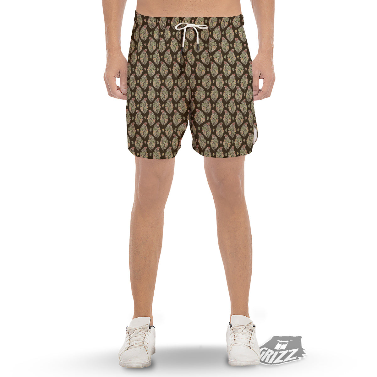 Paisley Bohemian Dark Print Pattern Men's Gym Shorts-grizzshop