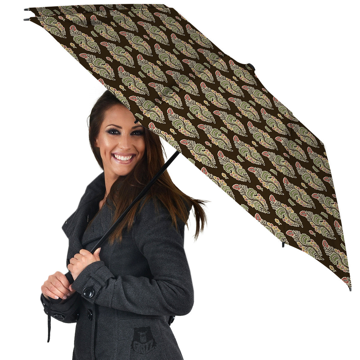 Paisley Bohemian Dark Print Pattern Umbrella-grizzshop