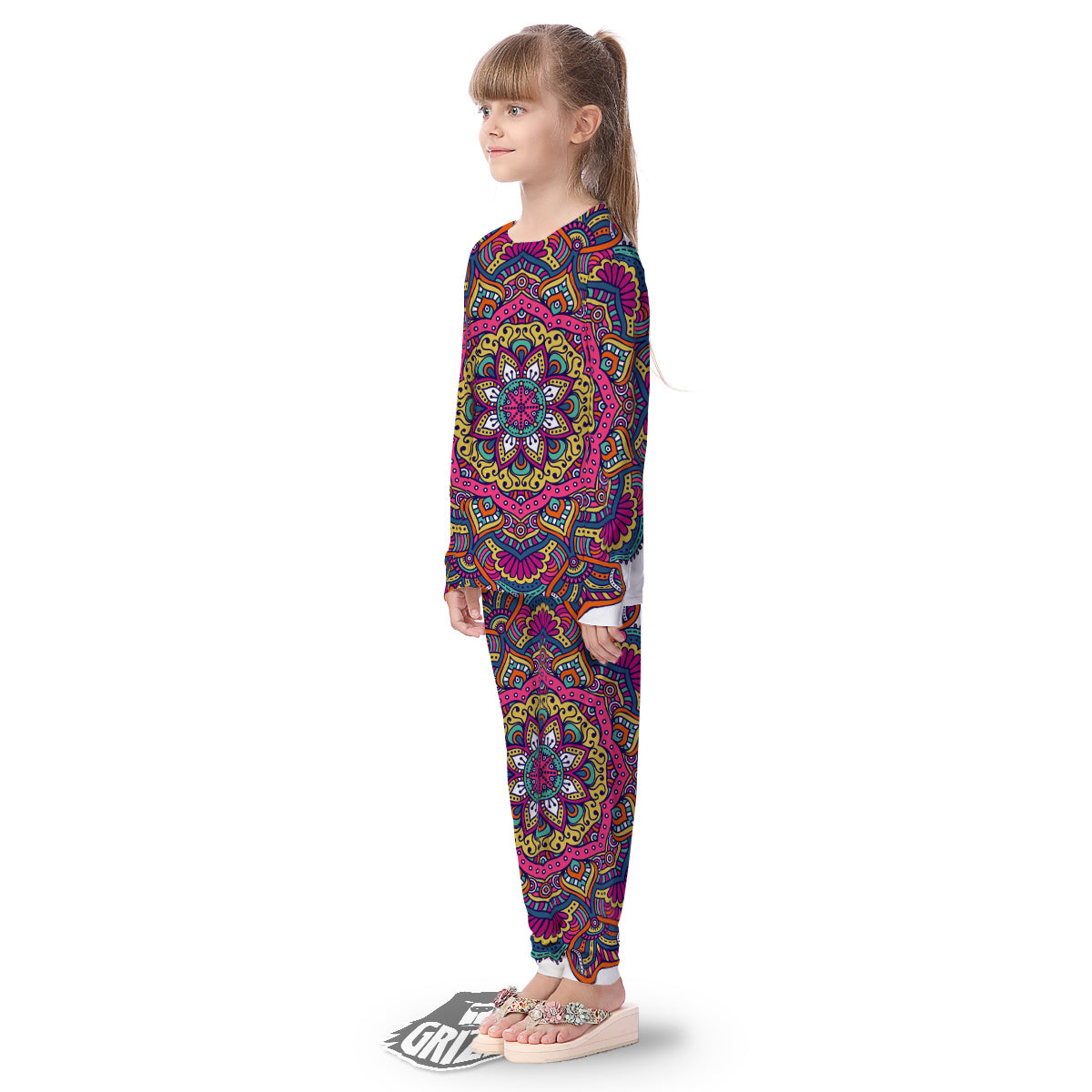 Paisley Boho Colorful Print Kid's Pajamas-grizzshop