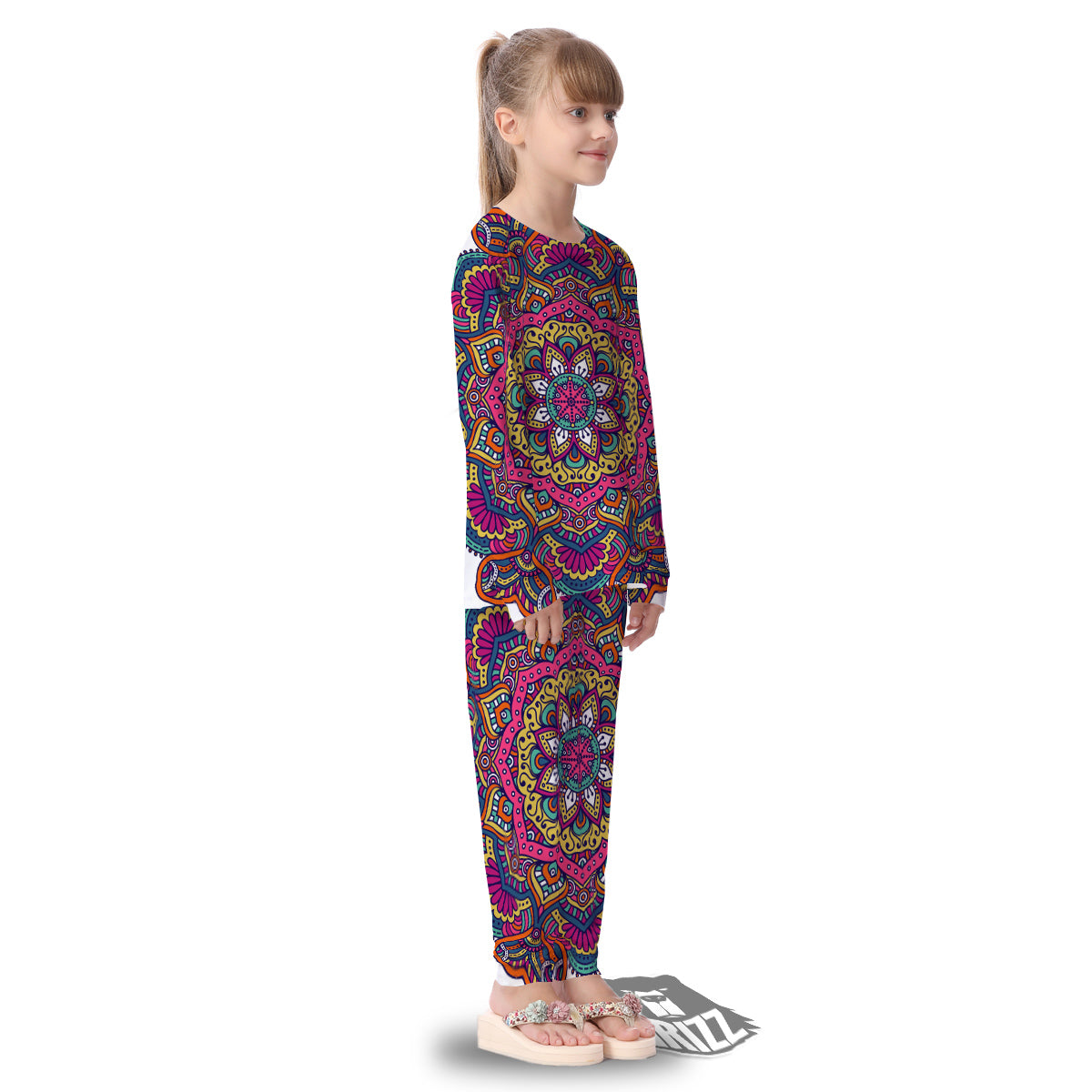 Paisley Boho Colorful Print Kid's Pajamas-grizzshop