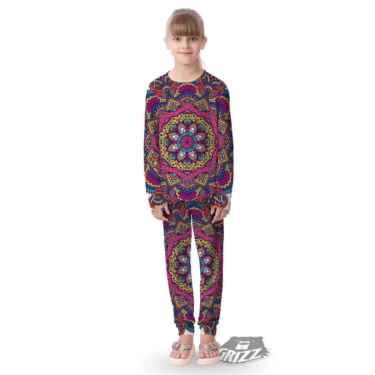 Paisley Boho Colorful Print Kid's Pajamas-grizzshop