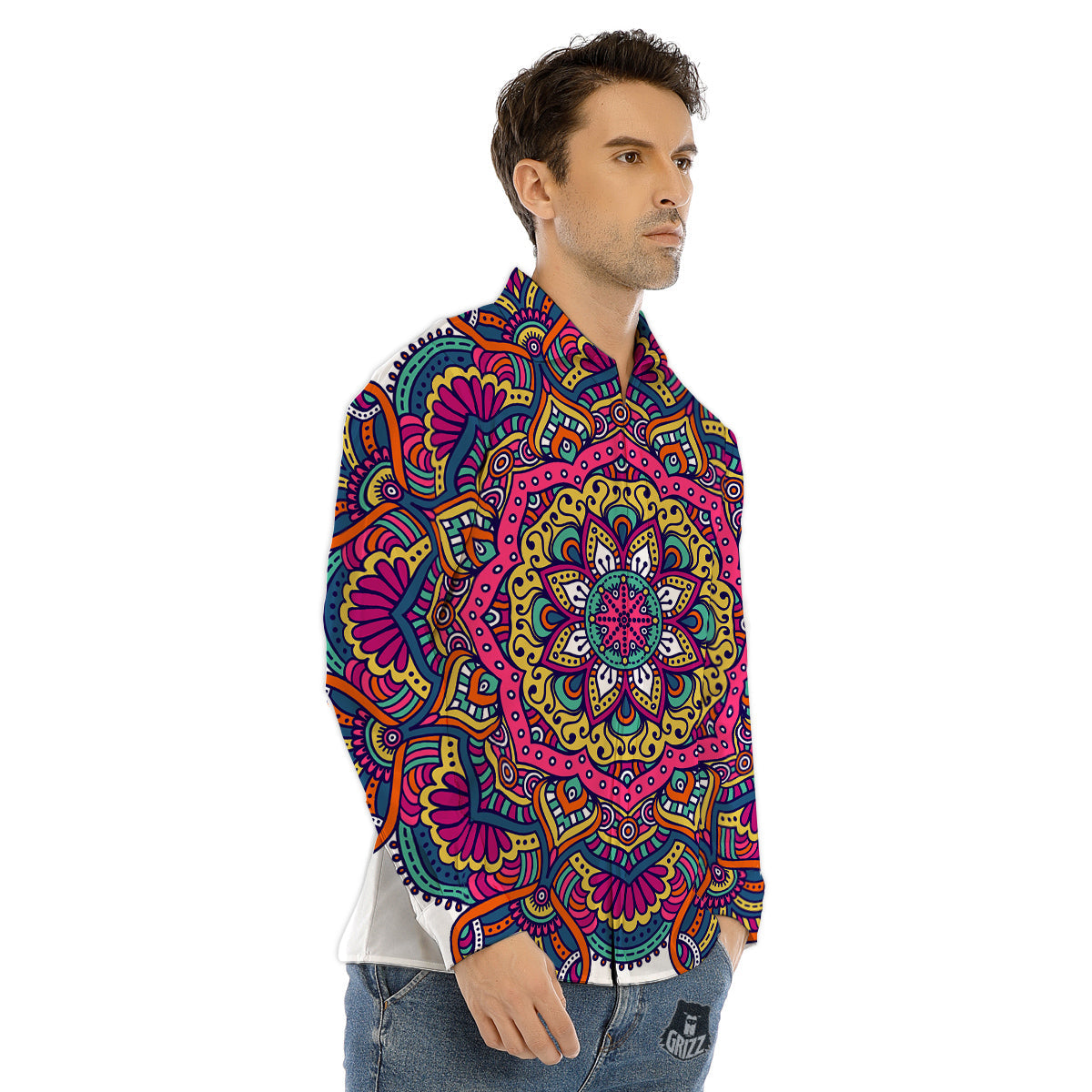 Paisley Boho Colorful Print Men's Dress Shirts-grizzshop