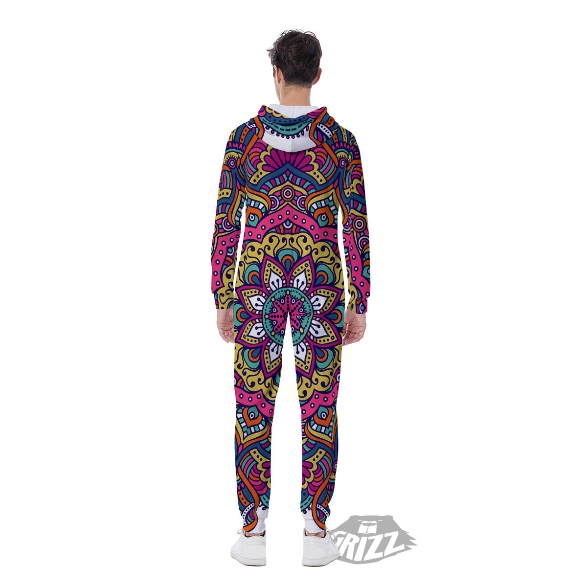 Paisley Boho Colorful Print Men's Jumpsuit-grizzshop