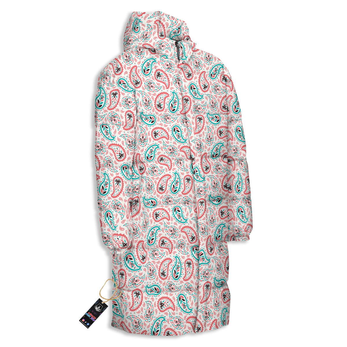 Paisley Boho Colorful Print Pattern Long Down Jacket-grizzshop