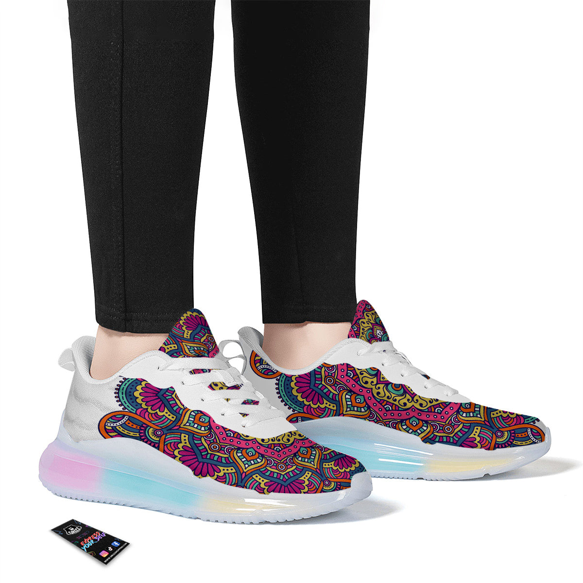 Paisley Boho Colorful Print Running Sneakers-grizzshop