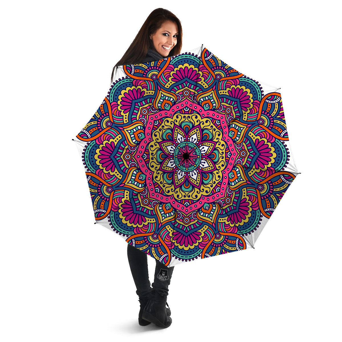Paisley Boho Colorful Print Umbrella-grizzshop