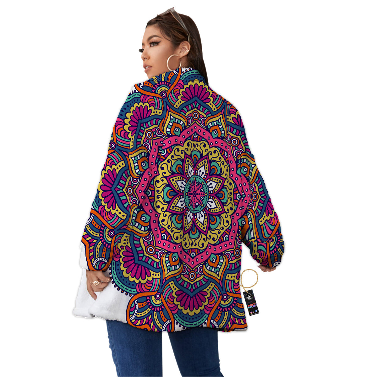 Paisley Boho Colorful Print Women's Sherpa Jacket-grizzshop