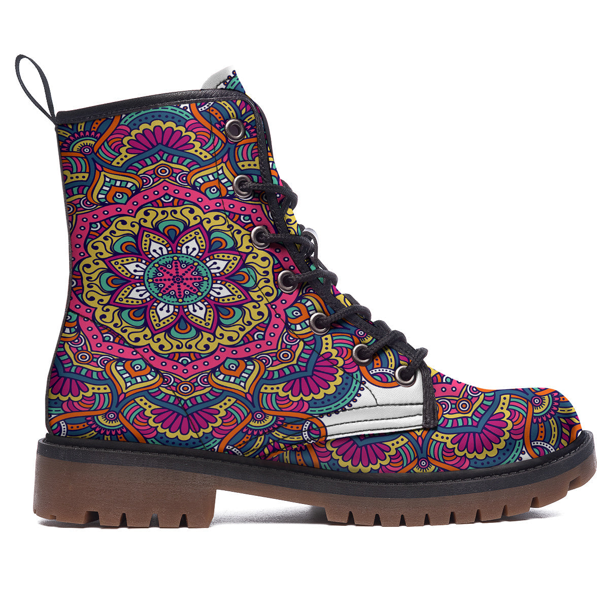 Paisley Boho Colorful Print Work Boots-grizzshop