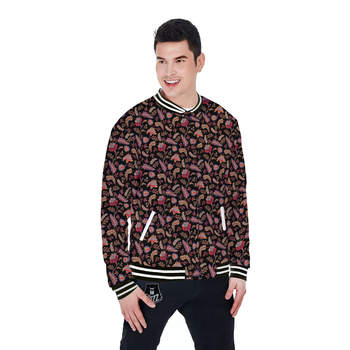 Paisley Boho Print Pattern Baseball Jacket-grizzshop
