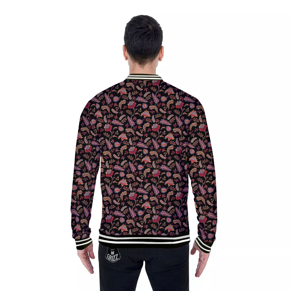 Paisley Boho Print Pattern Baseball Jacket-grizzshop