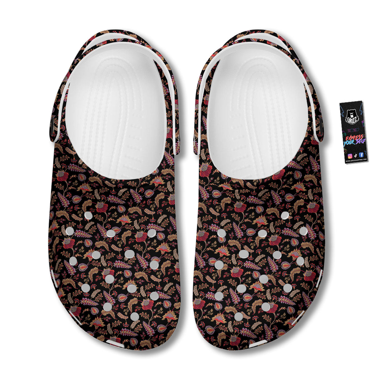 Paisley Boho Print Pattern Clog-grizzshop