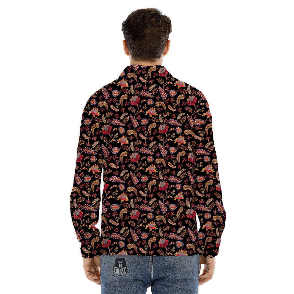 Paisley Boho Print Pattern Men's Dress Shirts-grizzshop