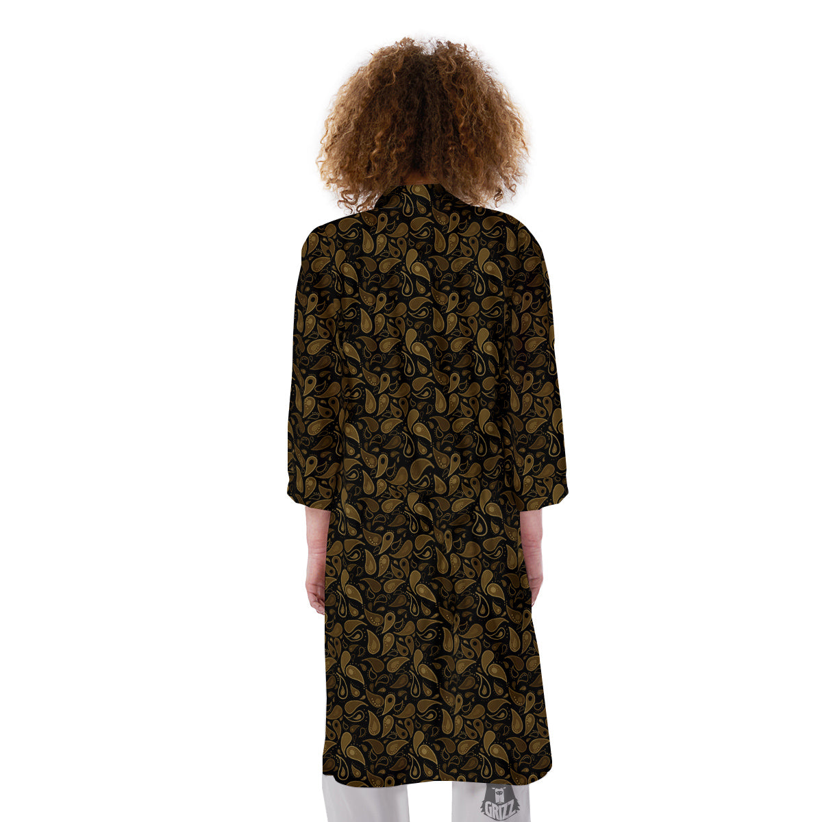 Paisley Dark Brown Print Pattern Kimono-grizzshop