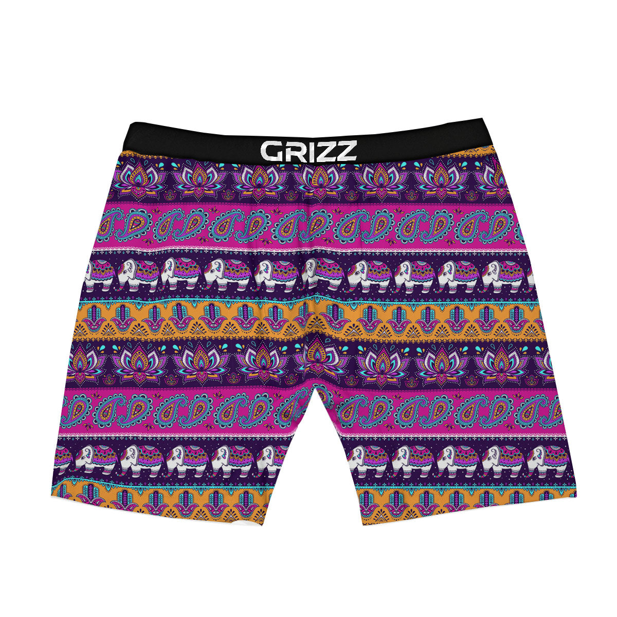 Paisley Elephant Hamsa Print Pattern Boxer Briefs-grizzshop