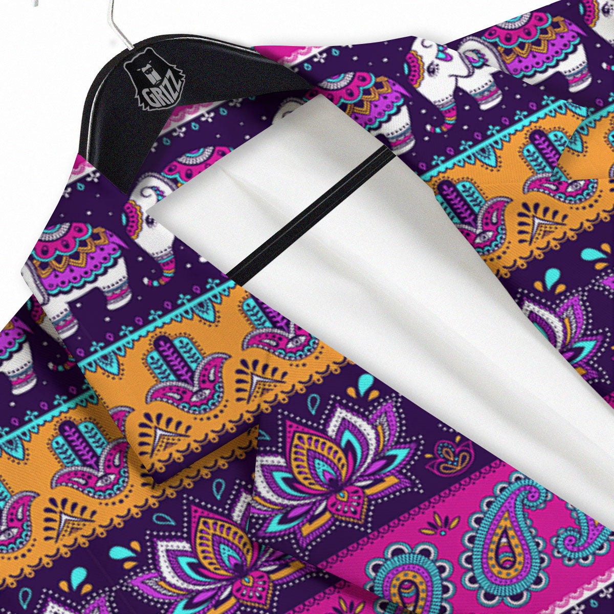 Paisley Elephant Hamsa Print Pattern Men's Sport Coat-grizzshop