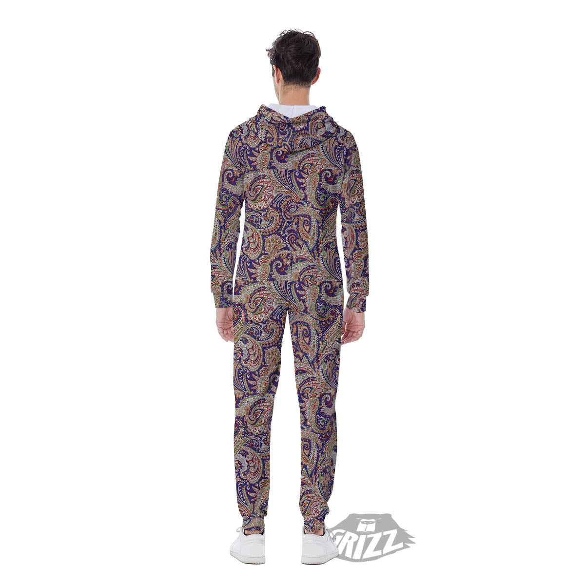 Paisley Indian Colorful Print Pattern Men's Jumpsuit-grizzshop