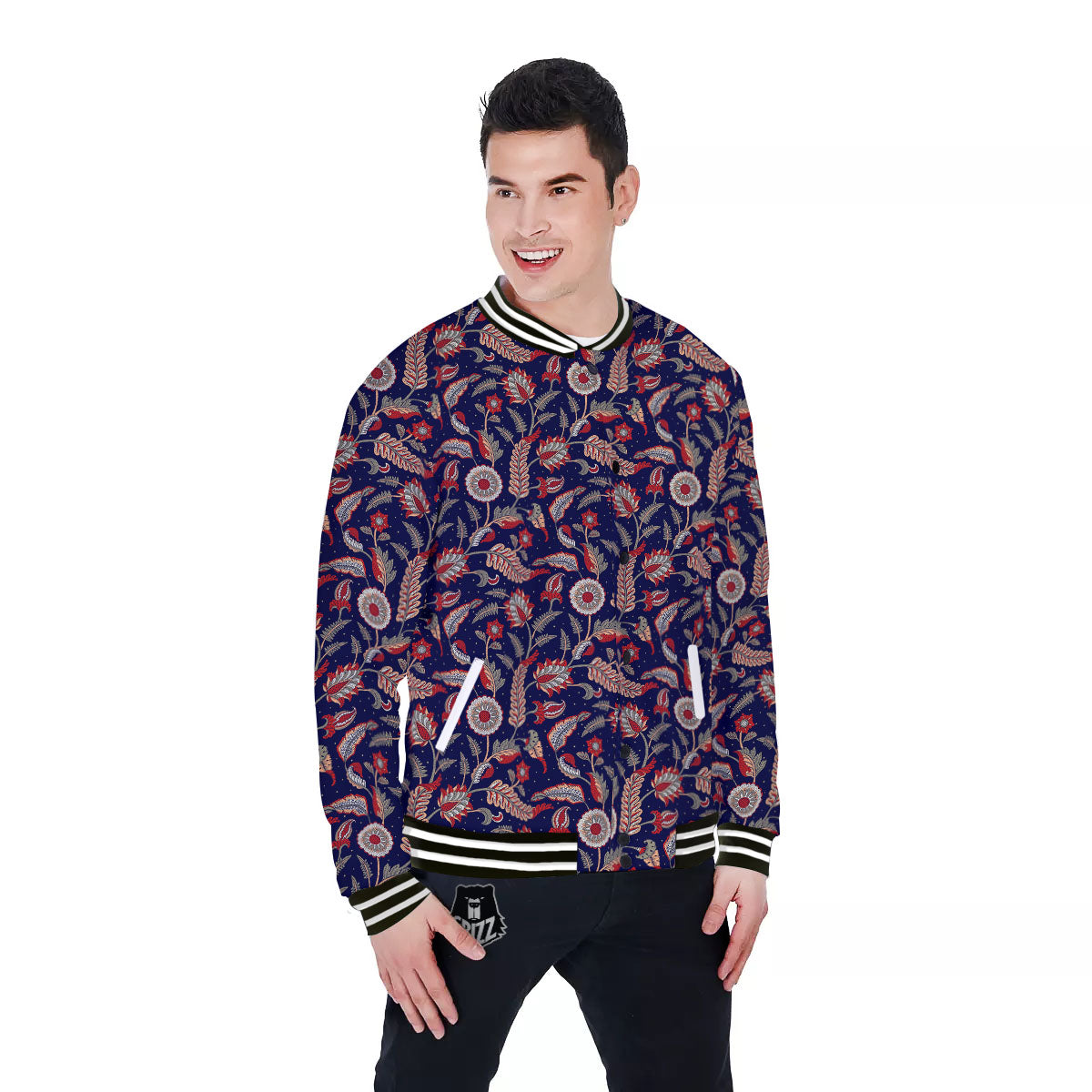 Paisley Indian Print Pattern Baseball Jacket-grizzshop