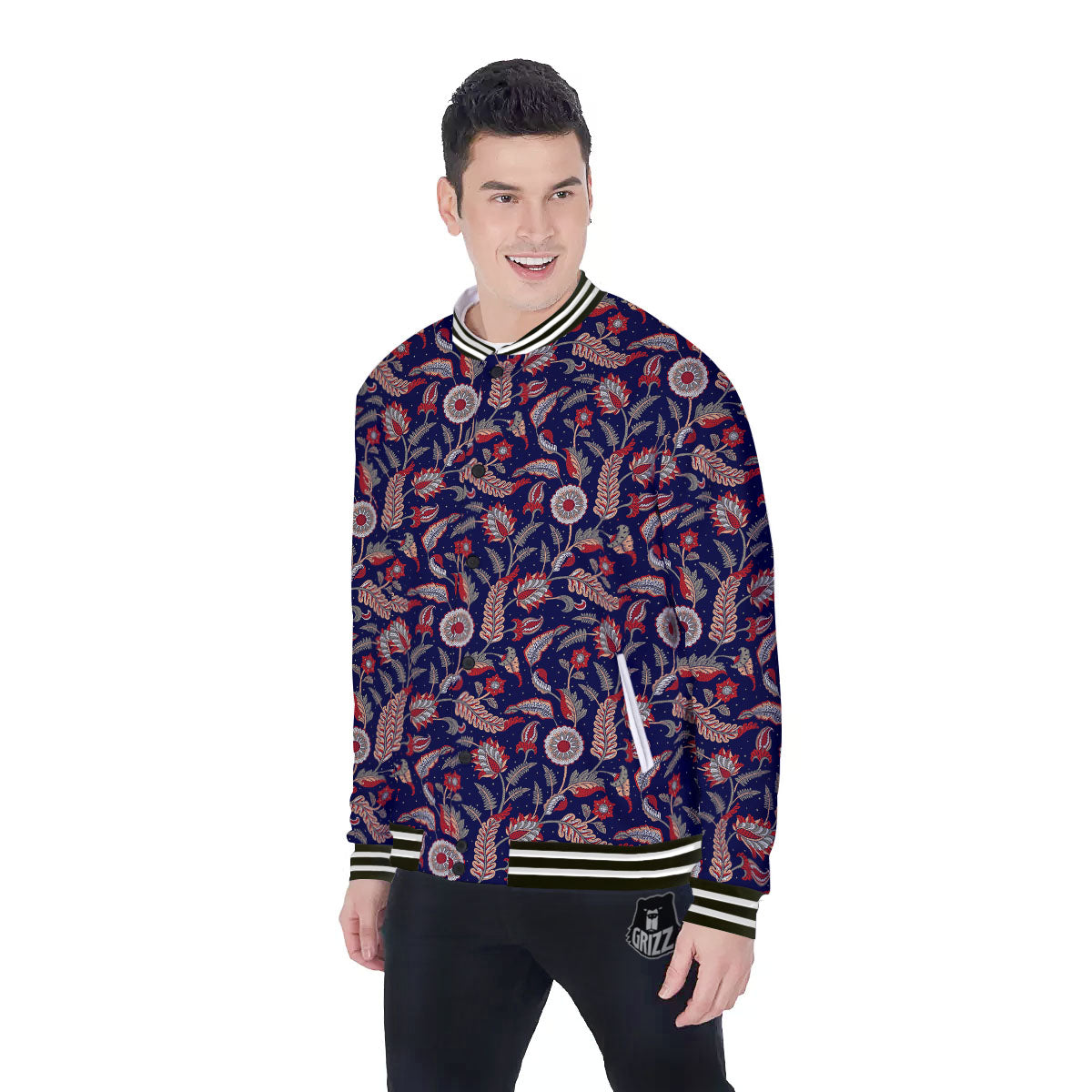 Paisley Indian Print Pattern Baseball Jacket-grizzshop