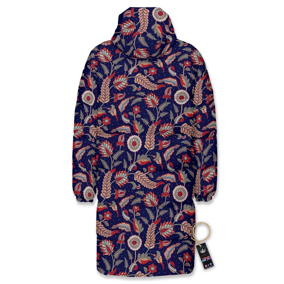 Paisley Indian Print Pattern Long Down Jacket-grizzshop