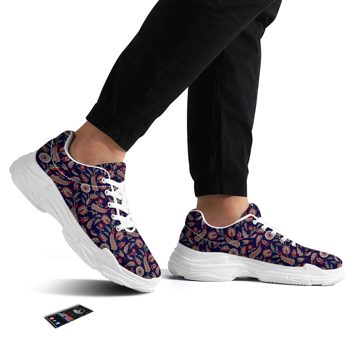 Paisley Indian Print Pattern White Chunky Shoes-grizzshop