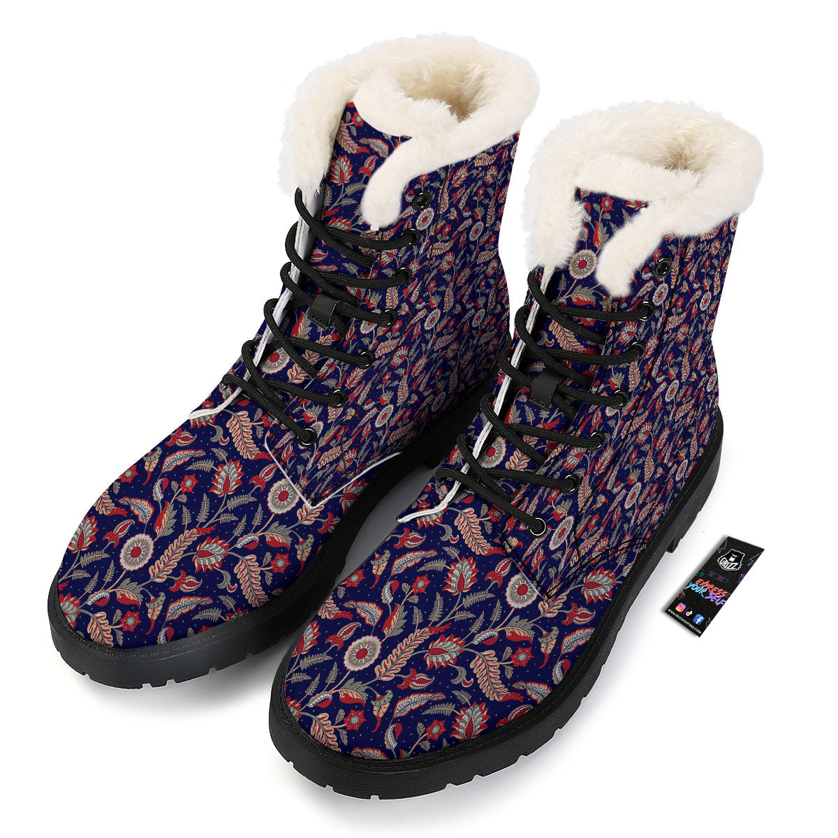 Paisley Indian Print Pattern Winter Boots-grizzshop