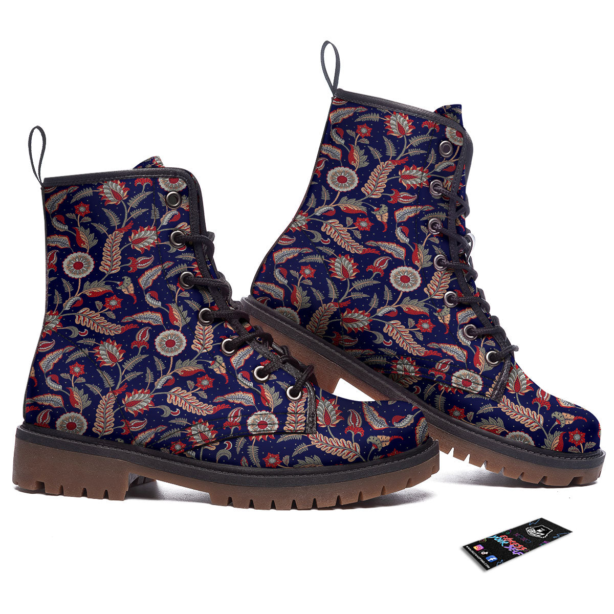 Paisley Indian Print Pattern Work Boots-grizzshop