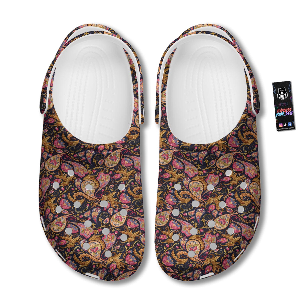 Paisley Indian Retro Print Pattern Clog-grizzshop