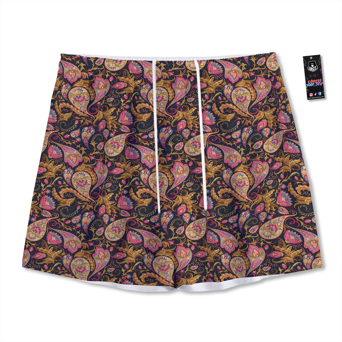 Paisley Indian Retro Print Pattern Mesh Shorts