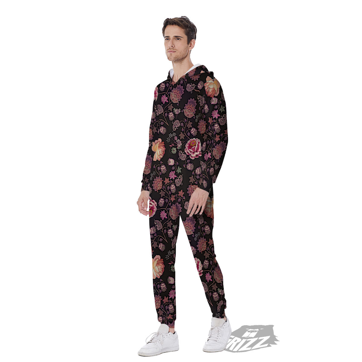 Paisley Indian Rose Print Pattern Men's Jumpsuit-grizzshop