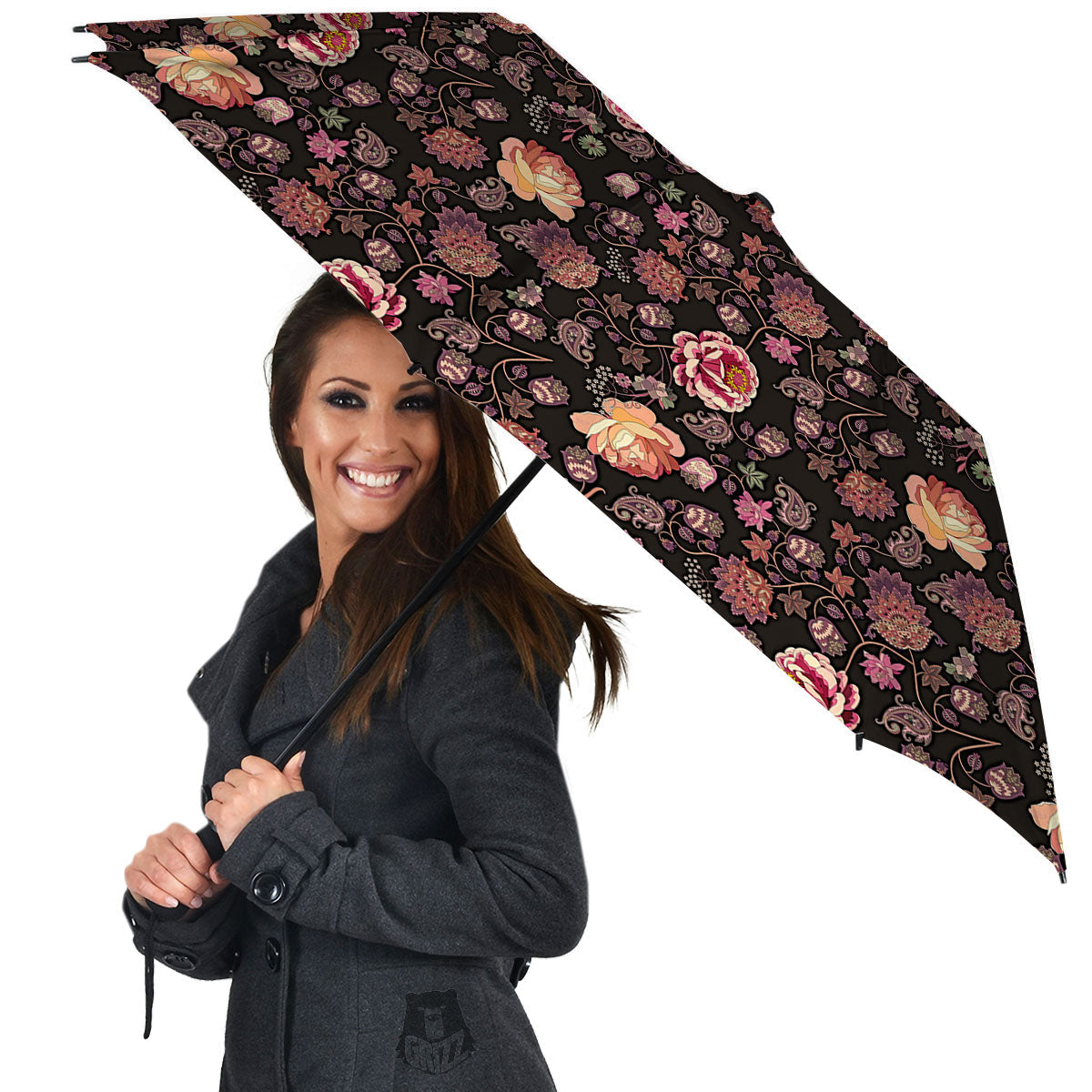 Paisley Indian Rose Print Pattern Umbrella-grizzshop