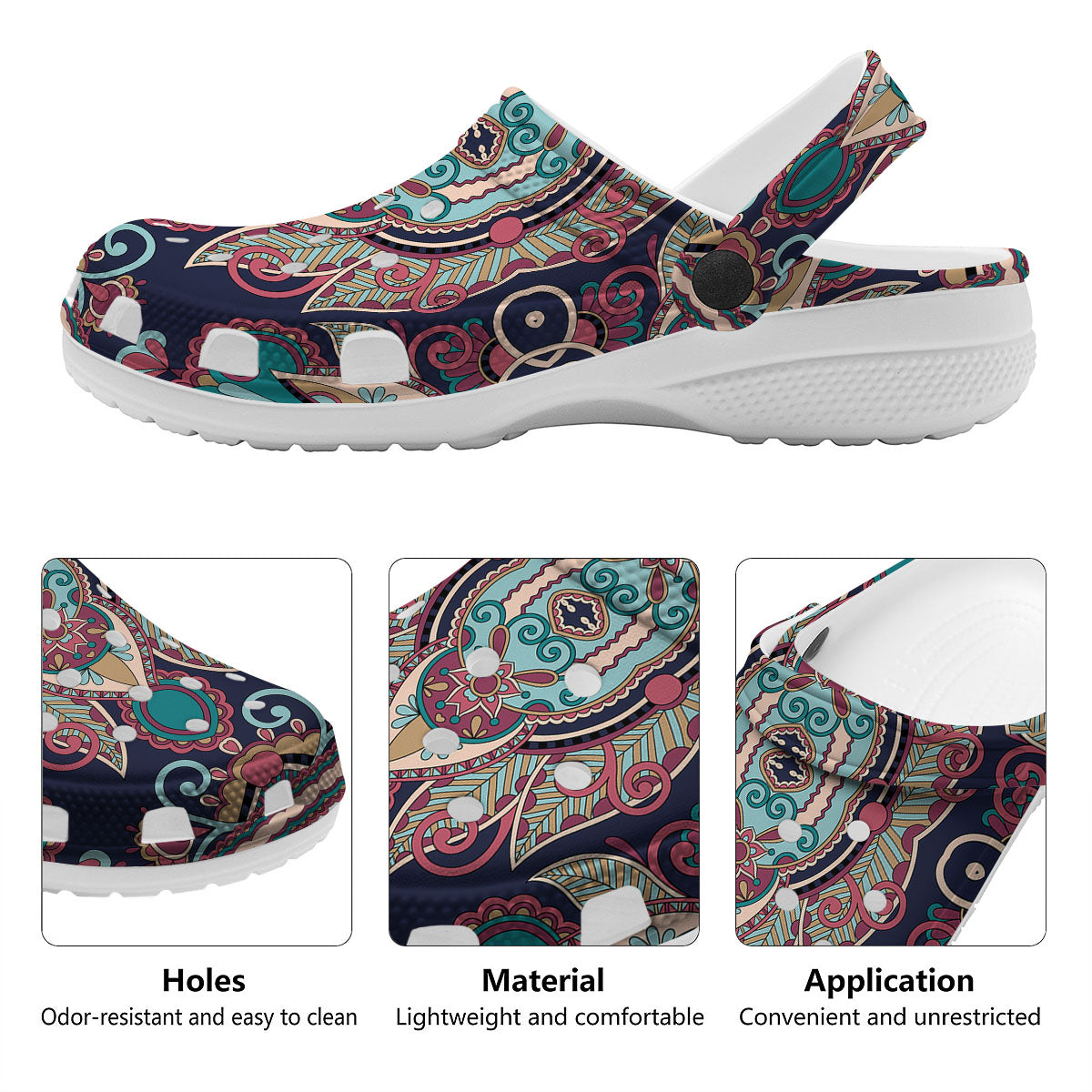 Paisley Mandala Ornamental Print Clog-grizzshop