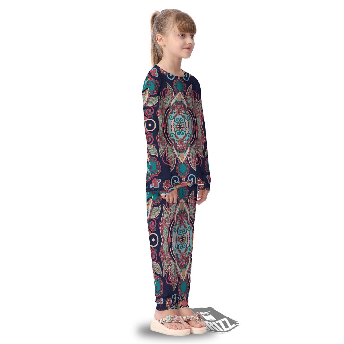 Paisley Mandala Ornamental Print Kid's Pajamas-grizzshop