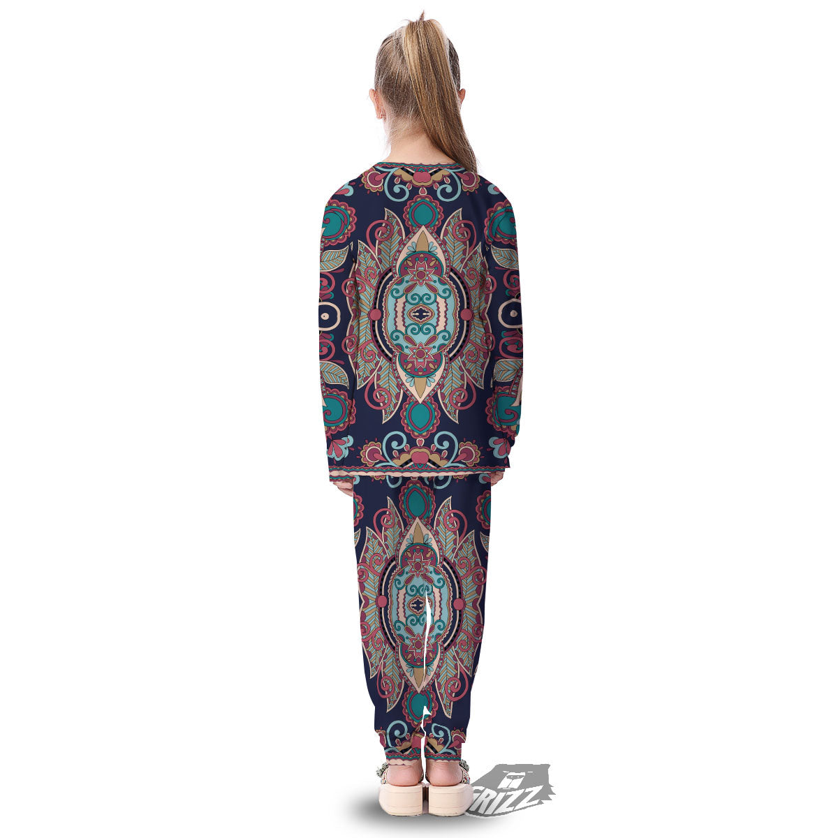 Paisley Mandala Ornamental Print Kid's Pajamas-grizzshop