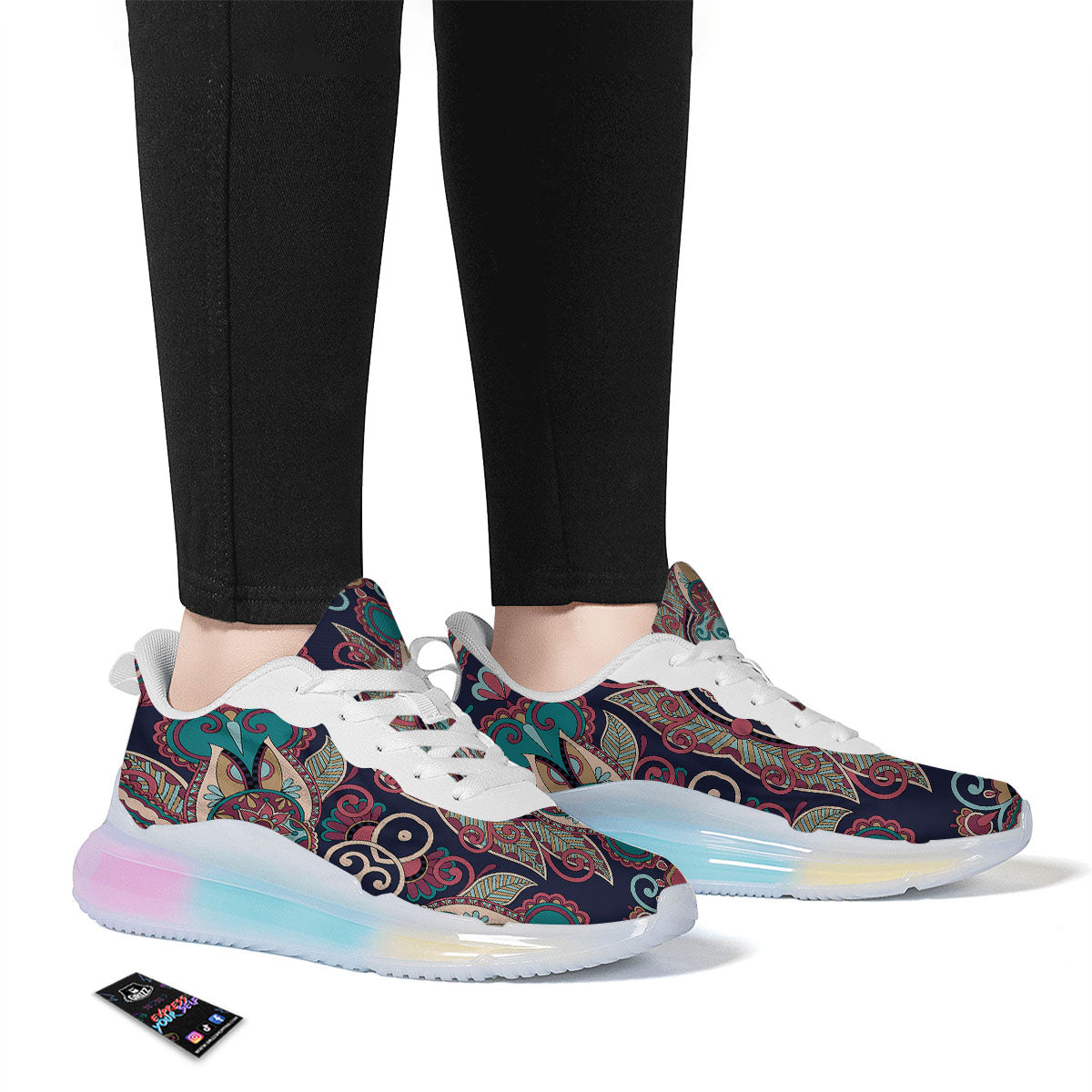 Paisley Mandala Ornamental Print Running Sneakers-grizzshop