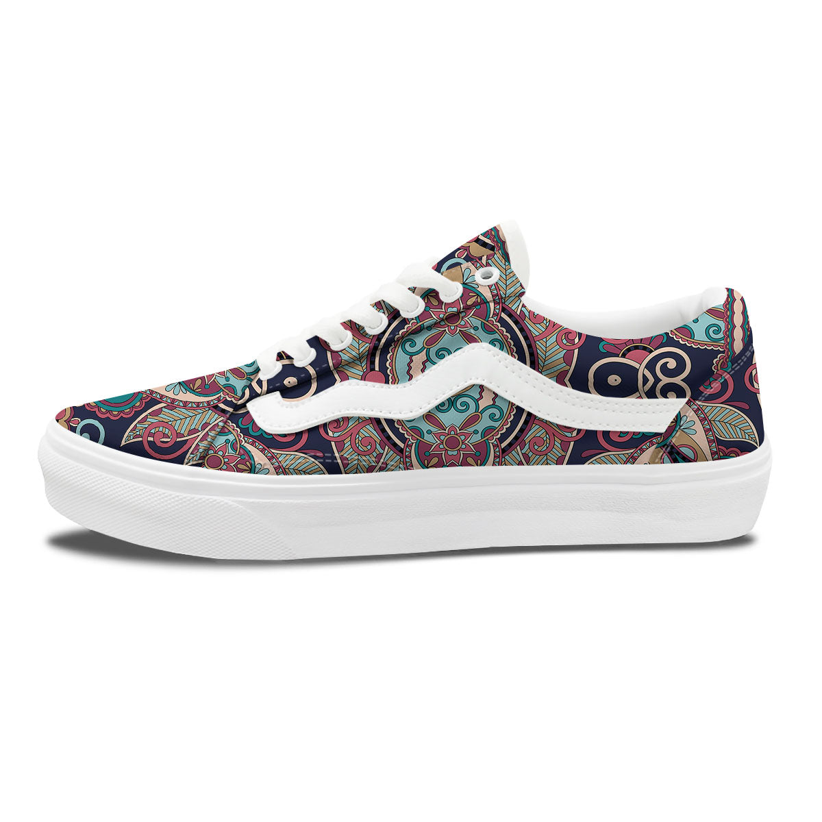 Paisley Mandala Ornamental Print Skate Shoes-grizzshop