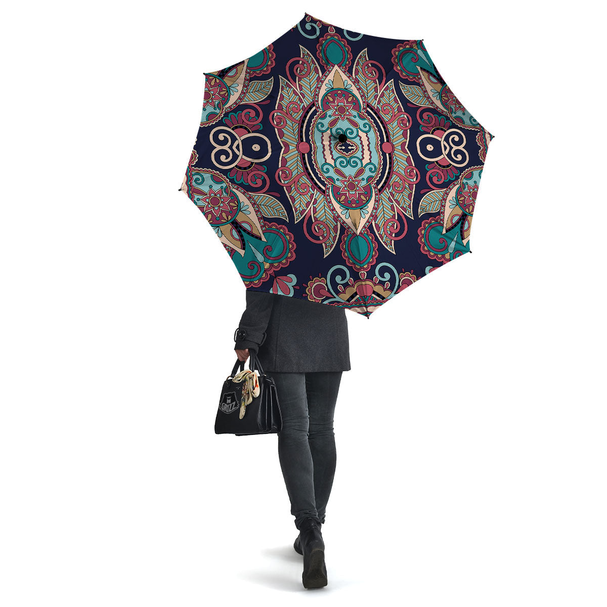 Paisley Mandala Ornamental Print Umbrella-grizzshop