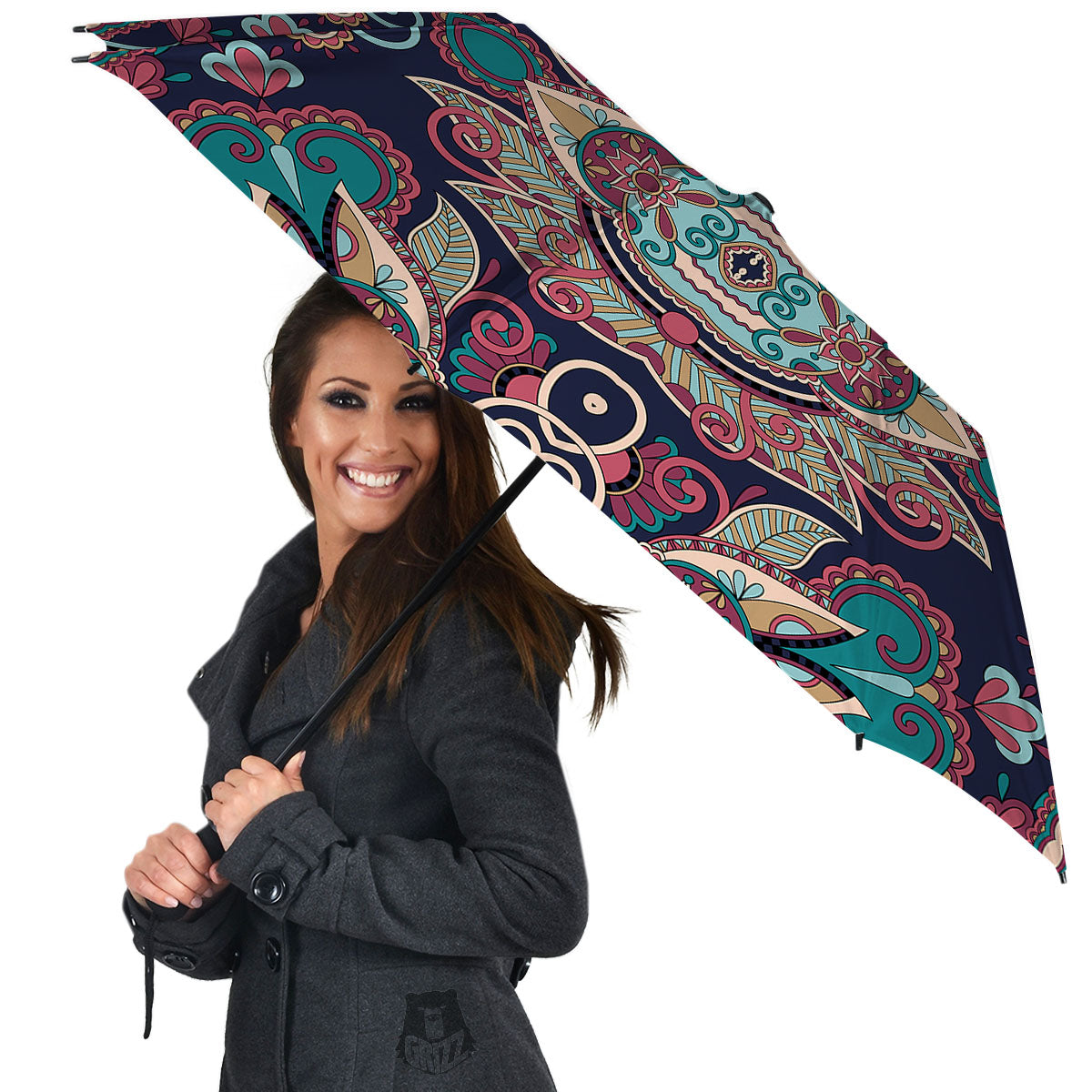 Paisley Mandala Ornamental Print Umbrella-grizzshop
