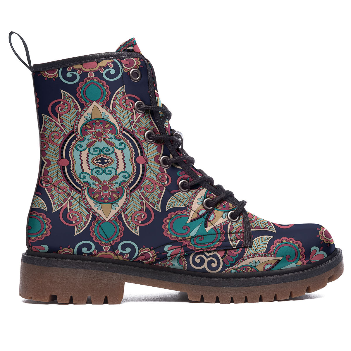 Paisley Mandala Ornamental Print Work Boots-grizzshop