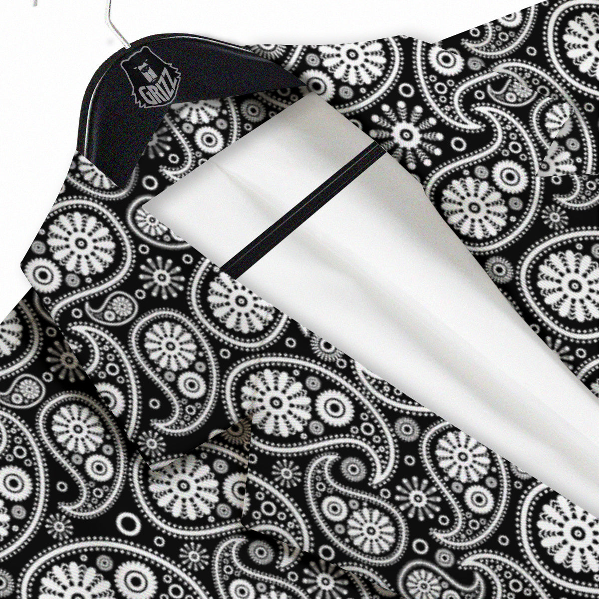 Paisley Ornament Black White And Flora Print Pattern Men's Sport Coat-grizzshop