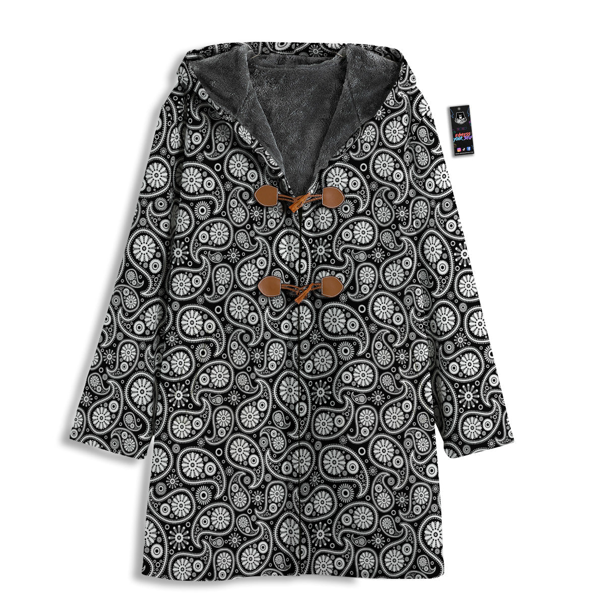 Paisley Ornament Black White And Flora Print Pattern Men's Windbreaker Jacket-grizzshop