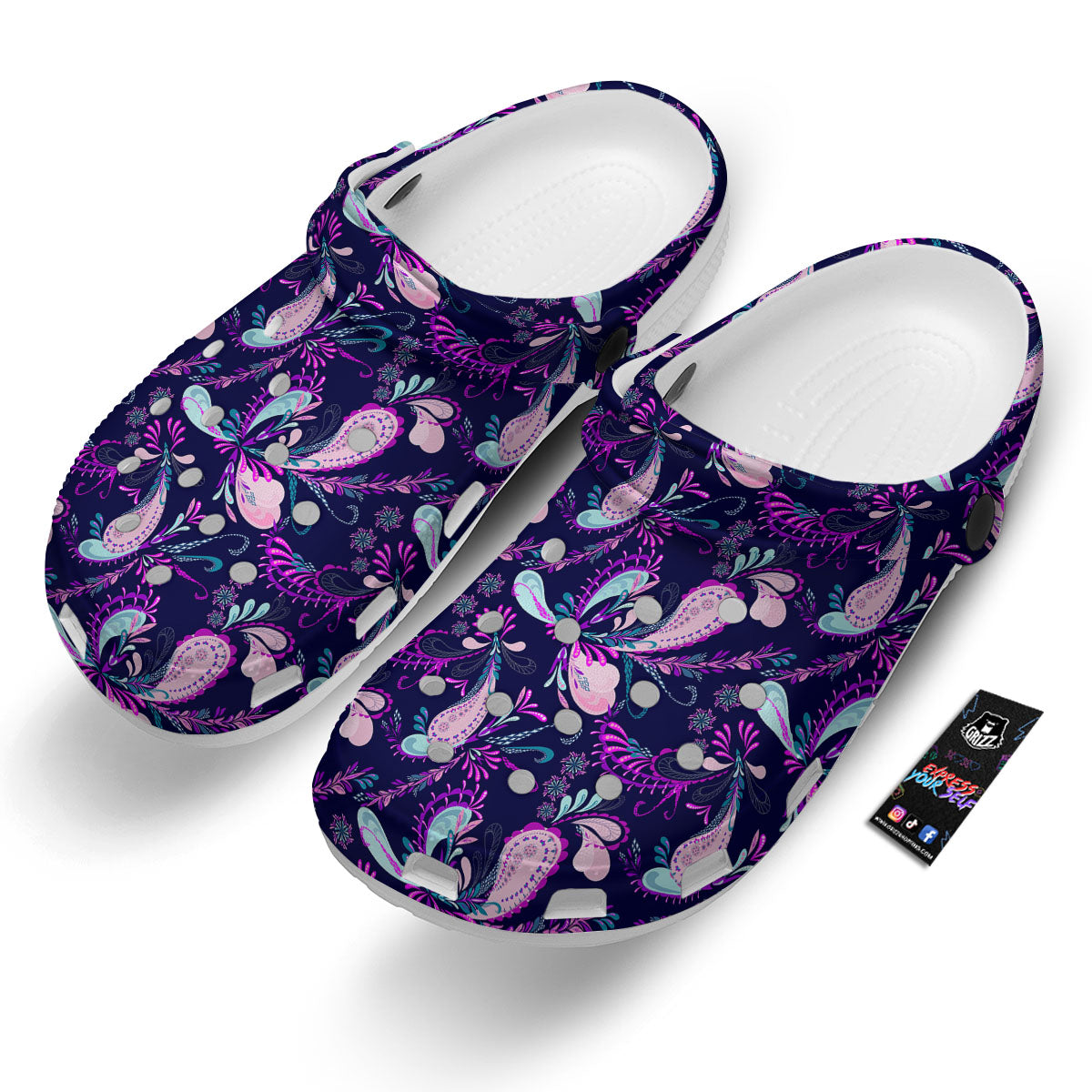 Paisley Pink And Purple Print Pattern Clog-grizzshop