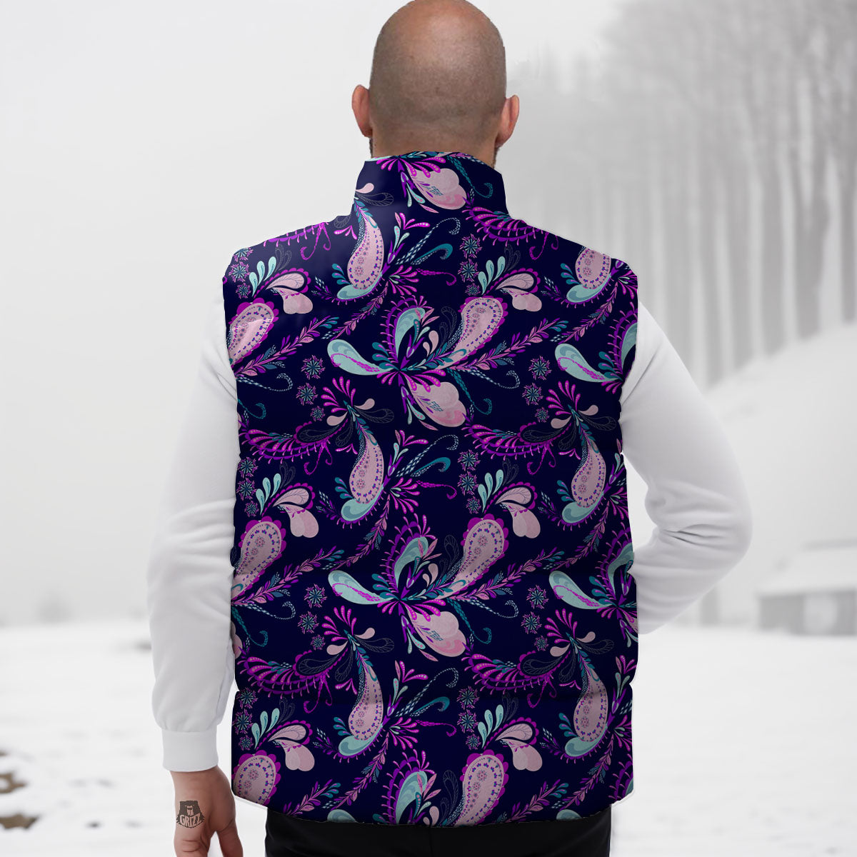 Paisley Pink And Purple Print Pattern Down Vest
